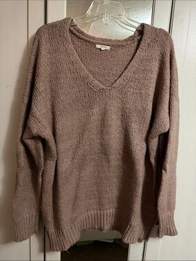 Maurices Mauve Taupe V-Neck Knit Sweater
